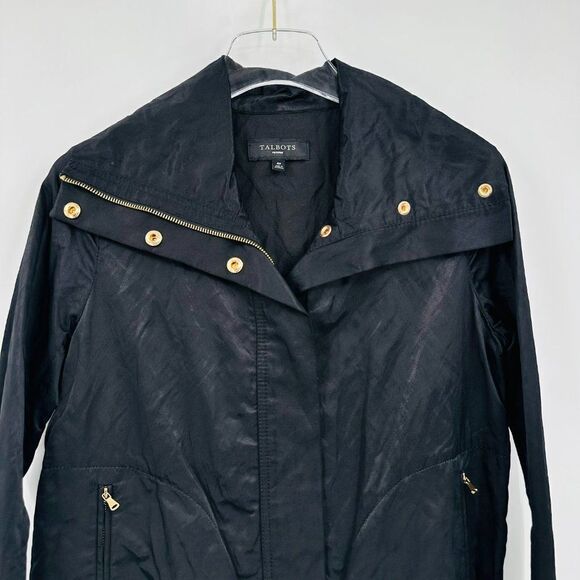 Talbots Size 4P Black Nylon Lightweight Collared Vented Jacket - Picture 2 of 7